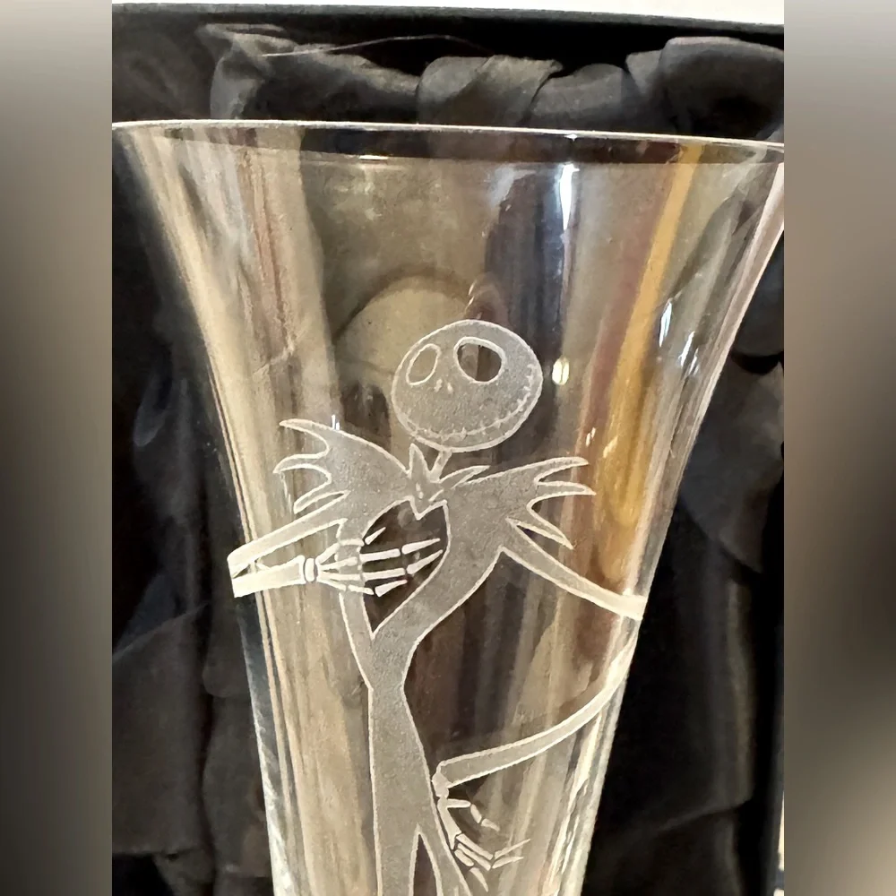 Rare Disney Gallery Nightmare Before Christmas Bohemian Crystal Champagne Flutes